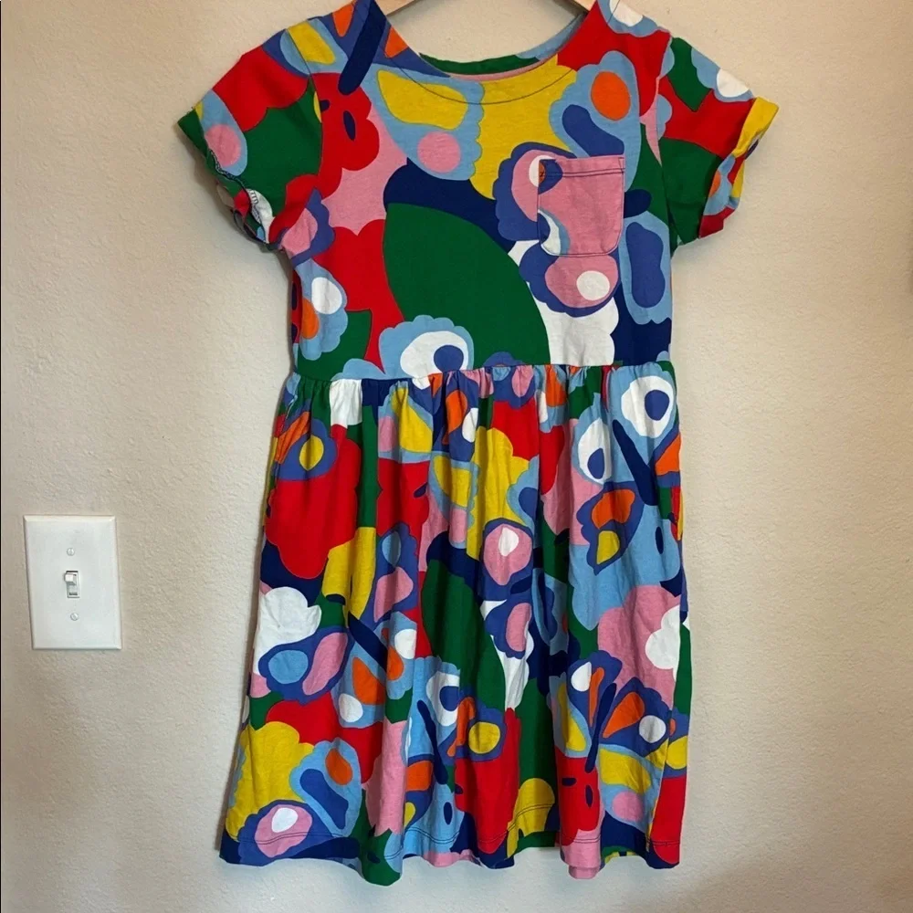 Mini Boden Colorful Floral Kids Dress with Butterflies